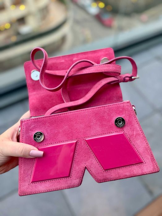 Оригинална дамска чанта Karl Lagerfeld - КАТО НОВА | Розовa/Цикламенa