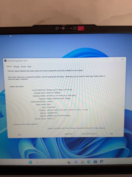 Laptop Lenovo 15.3'' IdeaPad Slim 3 15IRH10 / i5 13420H / 16 RAM / 1TB