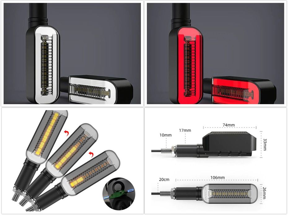 4x Semnalizări moto motocicleta scuter ATV led cursive stop