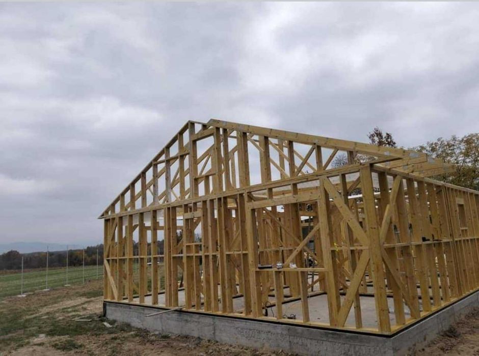 Cabana stil A-Frame, Casa, Terase si Foisoare din structura de lemn