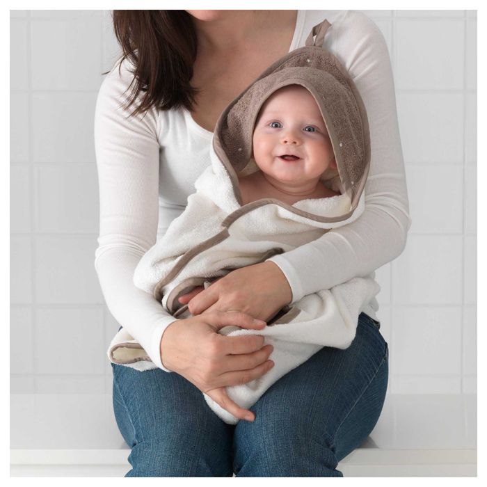 NOU! Prosop cu glugă bebe alb - bej IKEA