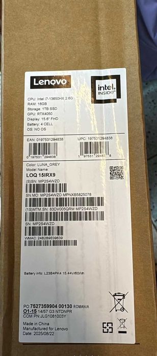 Laptop Gaming Lenovo LOQ 15IRX9, sigilat.