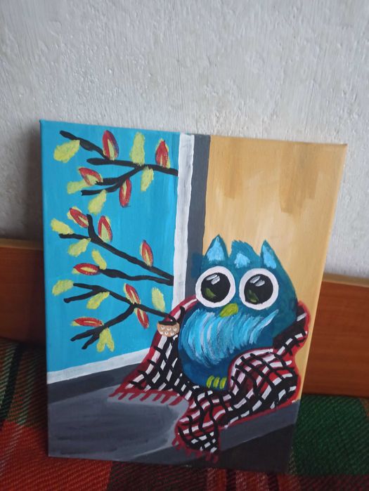 Картина, бухал, одеало