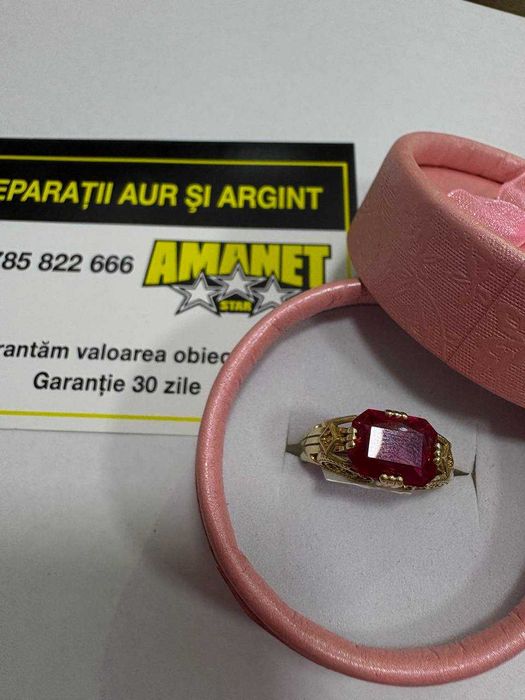 Inel Piatra Roz Aur 14K 5.26gr (ctg)