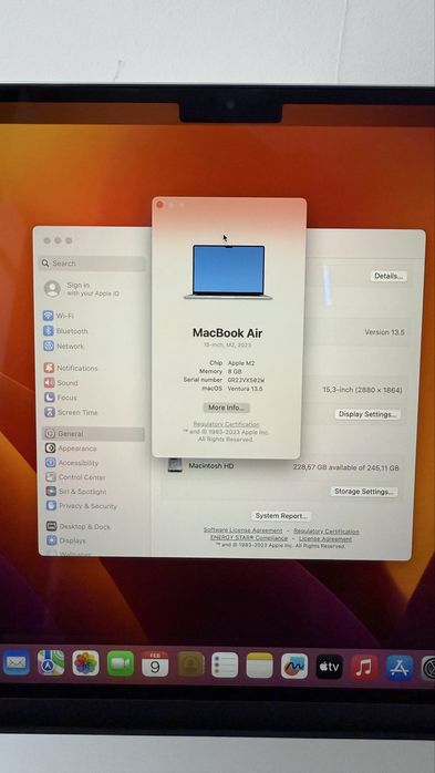 Macbook Air M2 15 8/256