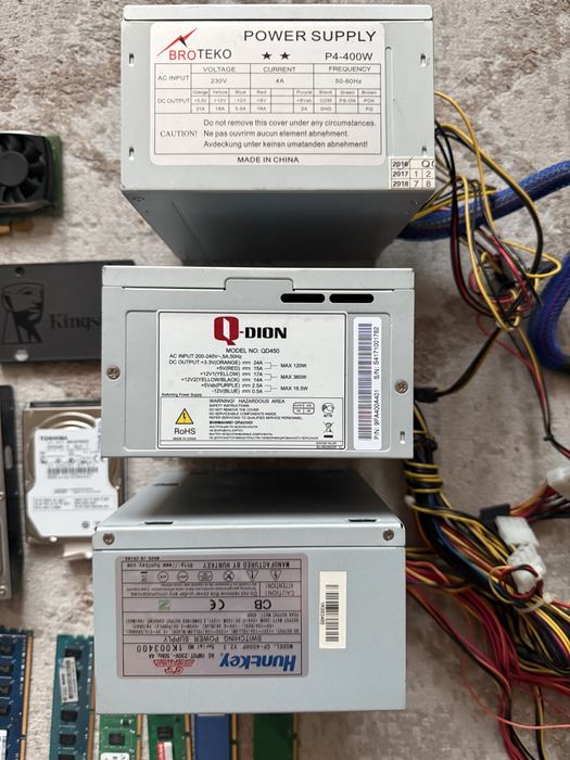 Процессоры, SSD, HDD, ОЗУ, Блоки питания, корпуса