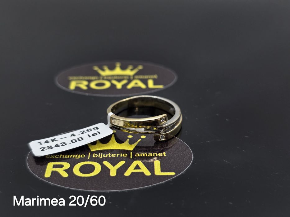 Bijuteria Royal: Inel aur 14k/ 2 Diamante /4.26 gr