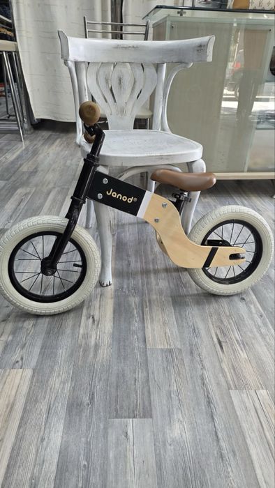 Велосипед без педали Janod - Deluxe balance bike, Дървен, Кафяв/Бежов