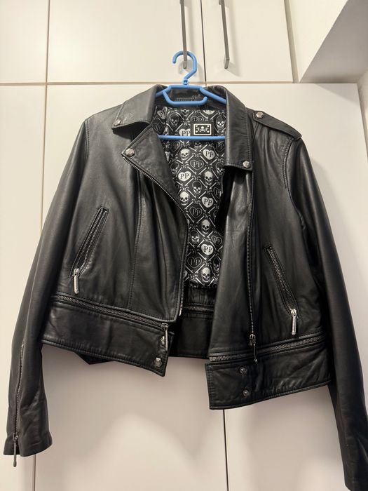 Geaca din piele naturala imitatie Philipp Plein