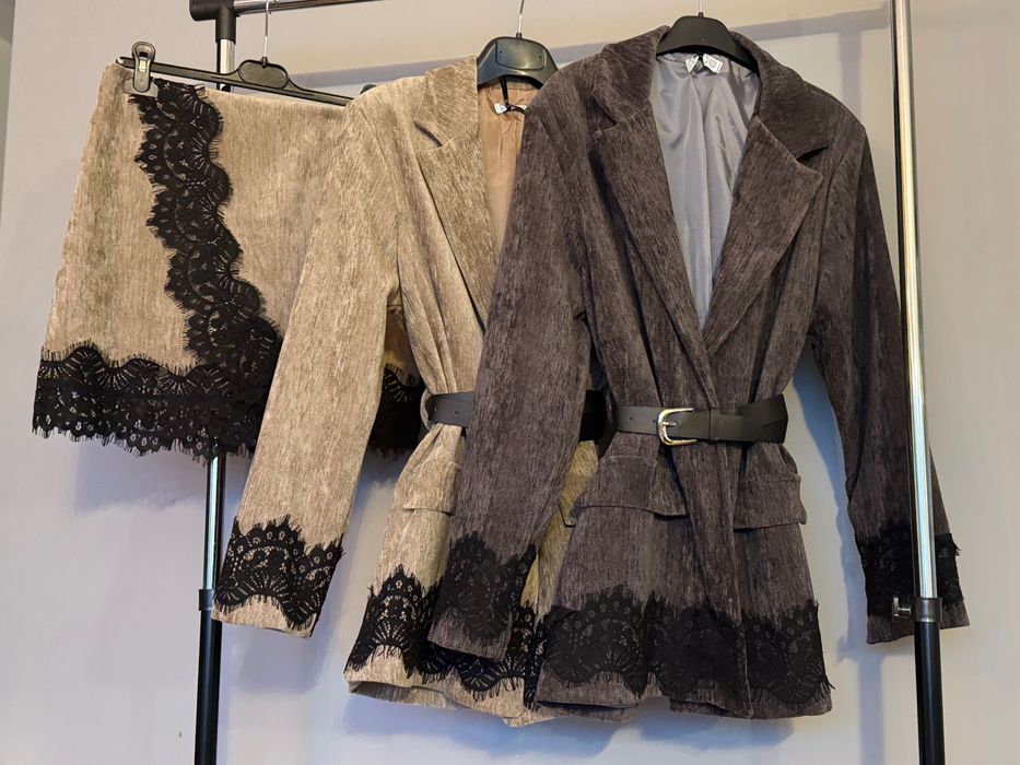 Сако пола с дантела костюм