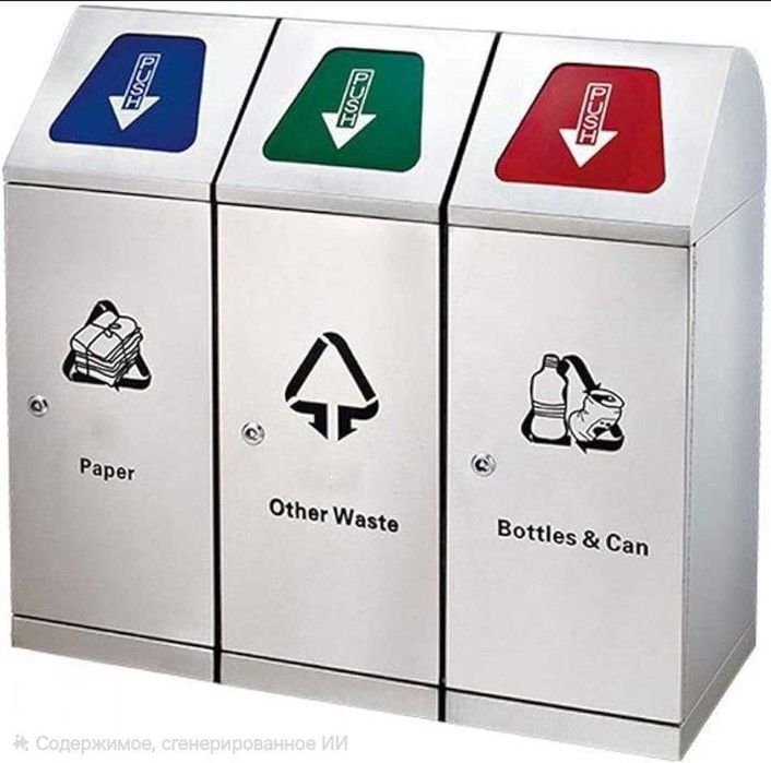 Урна для раздельного мусора 3 секции нержавейка 201 доставка бесплатно