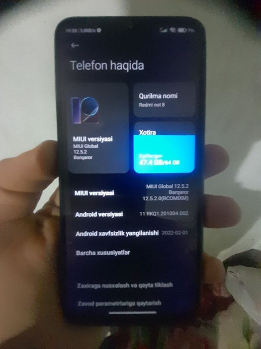 Redmi not 8 ideal aybi yoq xotirasi 64 4narx 350 kelishamz