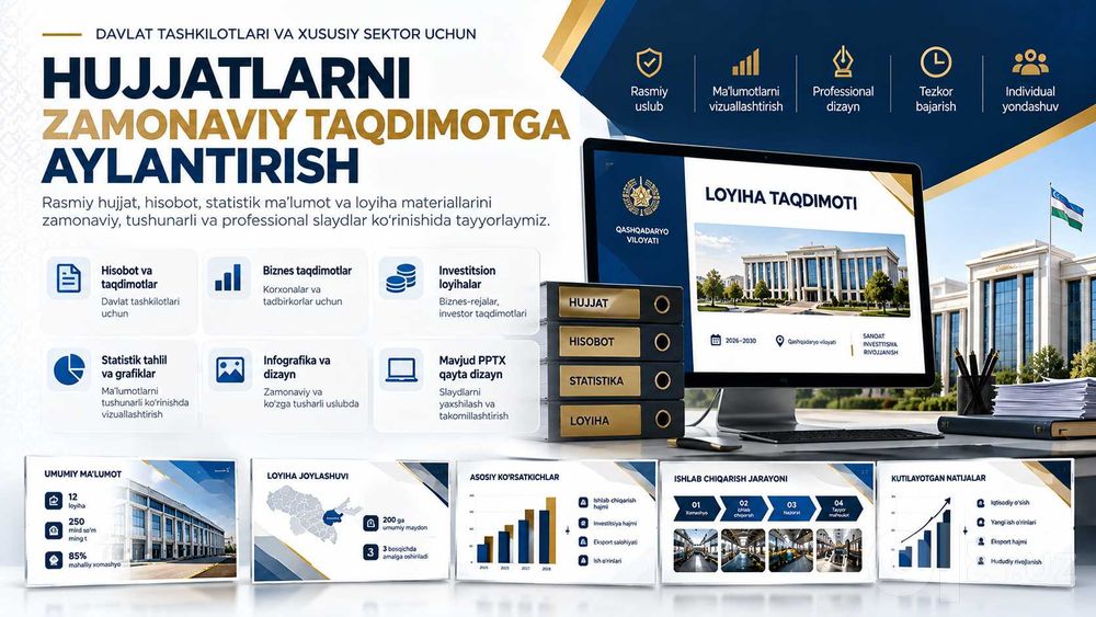 Professional taqdimotlar tayyorlayman