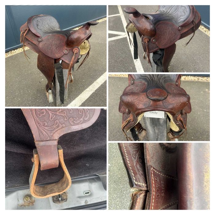 Уникално гравирано уестър седло 16 инча