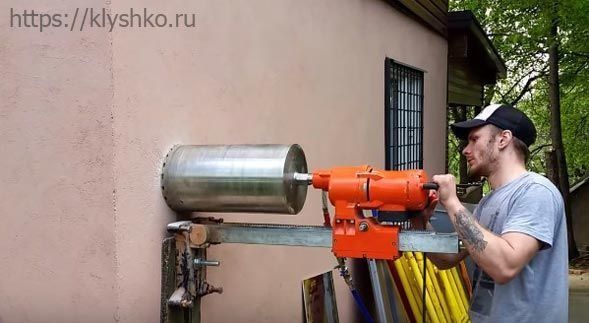 Алмазное бурение бетонных и кирпичных стен..