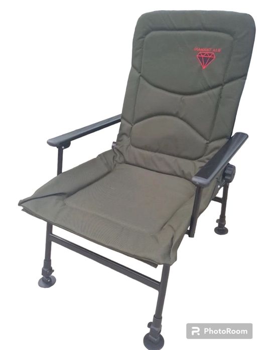 Scaun Pescuit Cu Cotiere DIAMANT ALB Spatar si picioare reglabile