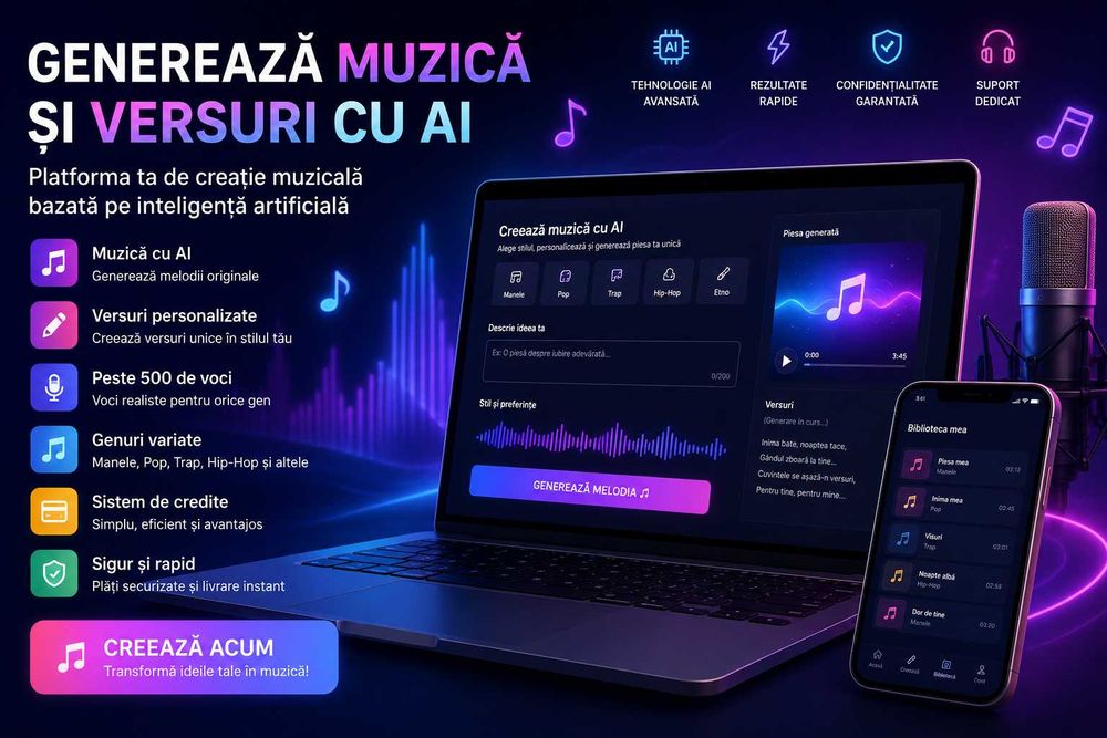 Afacere la Cheie SAAS Inteligență Artificială (Muzică AI) - Activă, Profitabilă