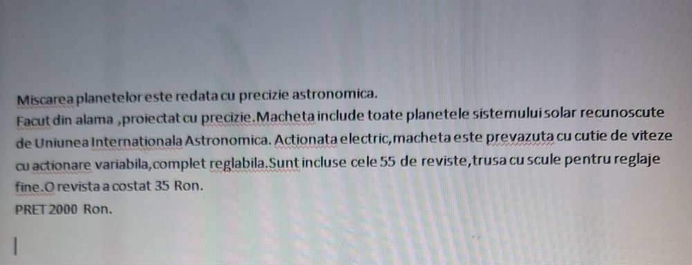 Vând macheta funcțională  cu sistemul solar