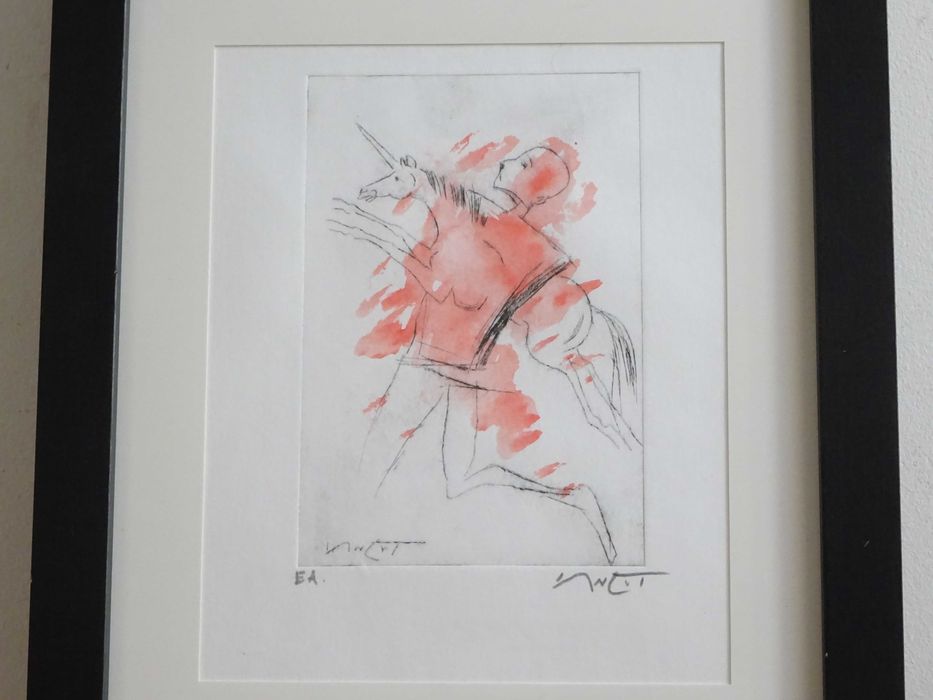 Gravura color, Ion Iancut, ‘Cal mistic’, deosebita