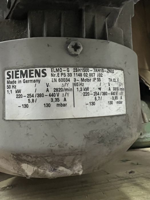 Въздуходувка/вакуум помпа 1.1 кВ Siemens