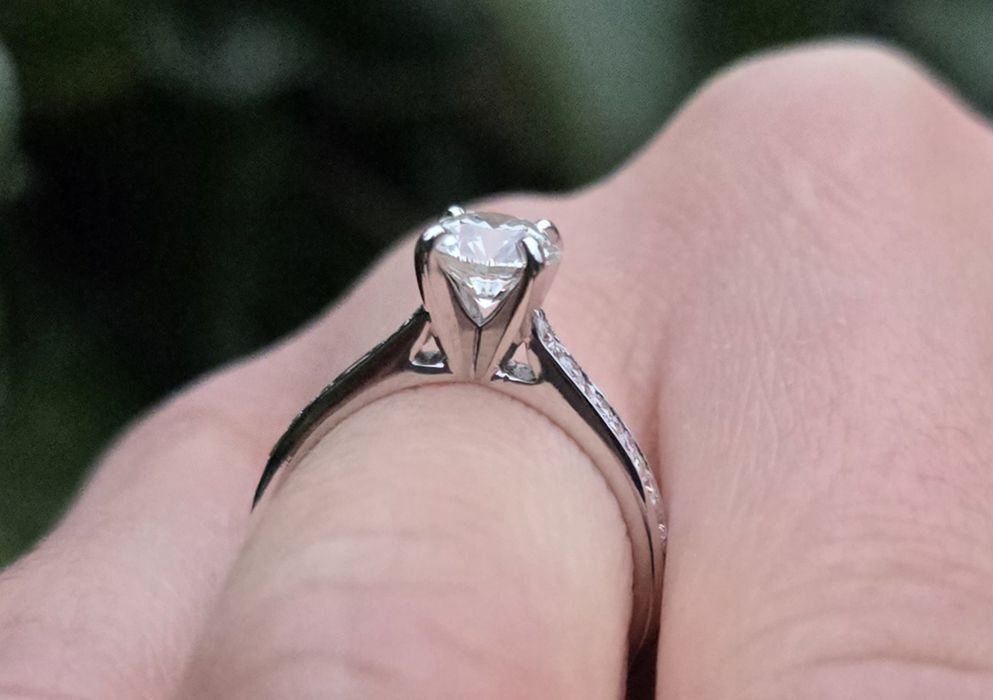 Inel de logodnă din aur alb cu diamante naturale 1,30ct