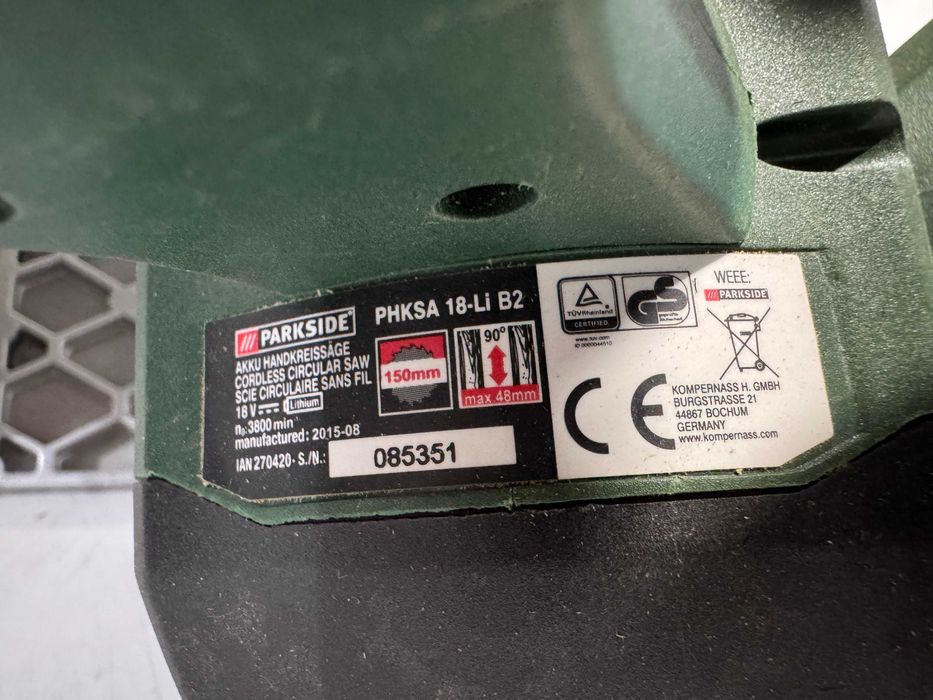Ръчен циркуляр - Parkside 18 V li ion