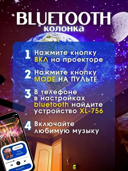 Проектор звездное небо с пультом космос