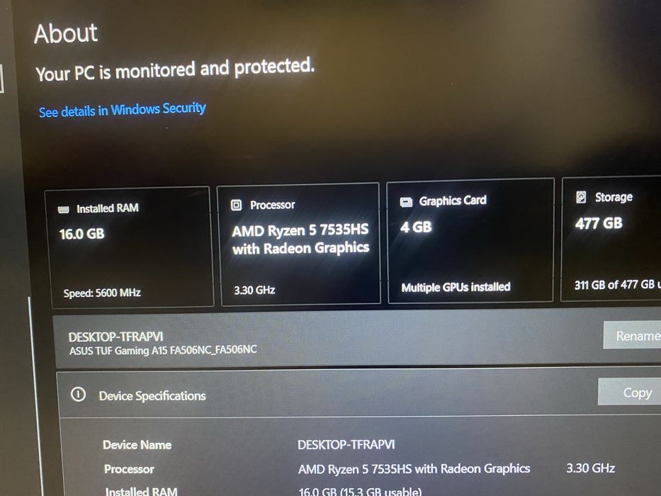 Laptop Gaming Asus Tuf A 15 Ryzen + RTX