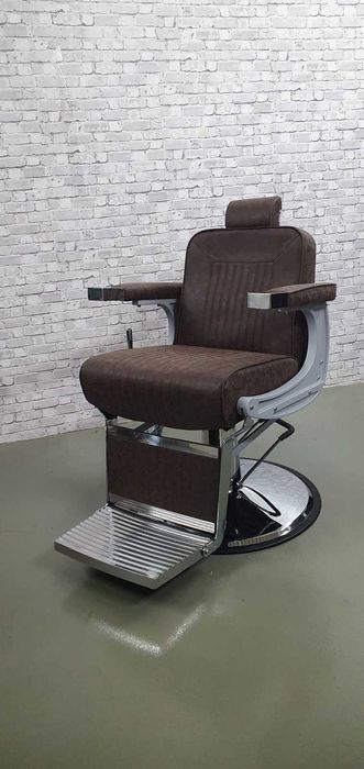 Бръснарски стол Glory - кафяв/черен/червен