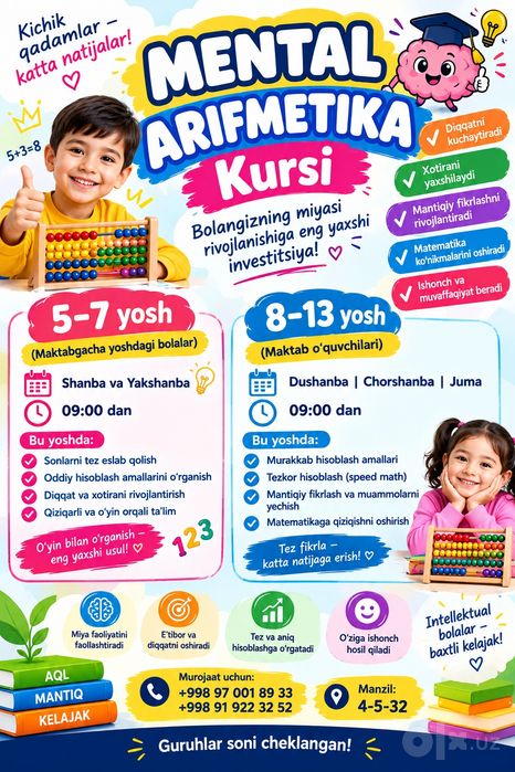 Kimyo va Mental arifmetikadan kurslar boshlandi