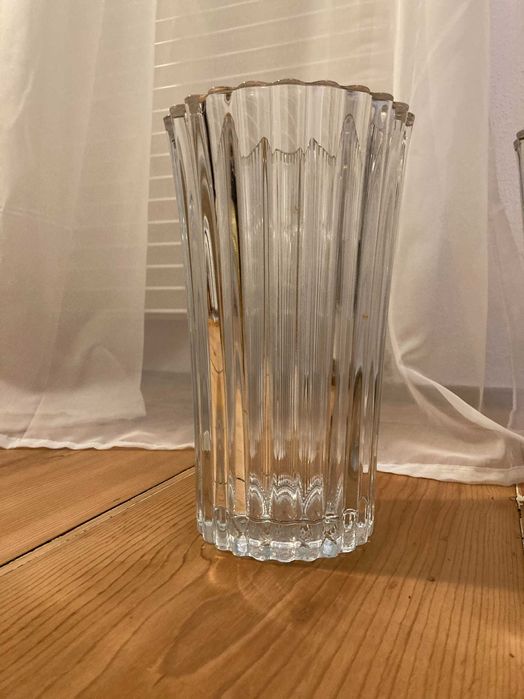 Vaze vaza Franta marime medie mare sticla cristal retro pereche 2 buc