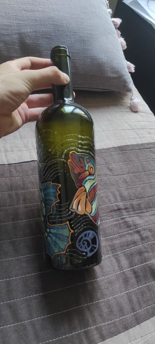 Дизайнерска бутилка - изрисувана бутилка с риби и морски елементи