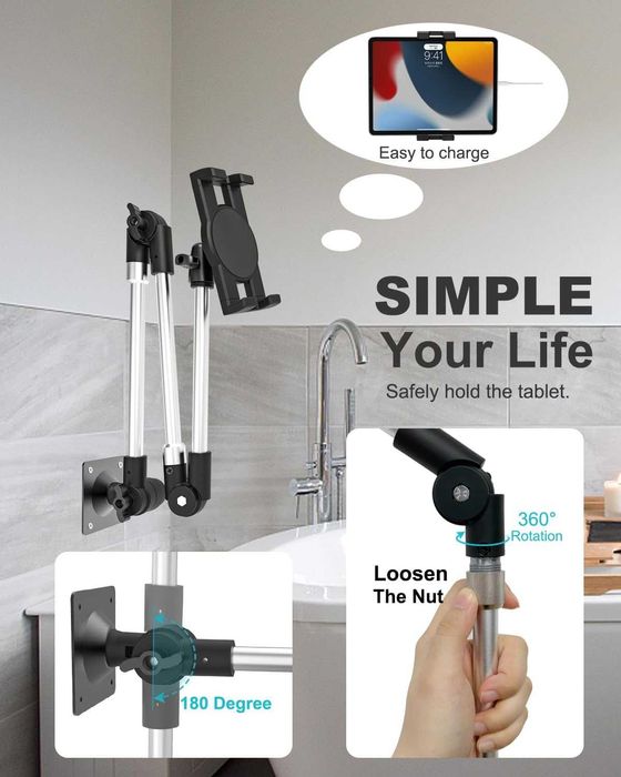 Suport perete tabletă Woleyi - braț lung, pliabil, ajustabil, Nou