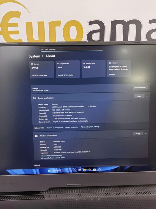 Laptop Gaming ASUS ROG Strix G17 G713IC-HX010, AMD Ryzen 7 4800H -N-