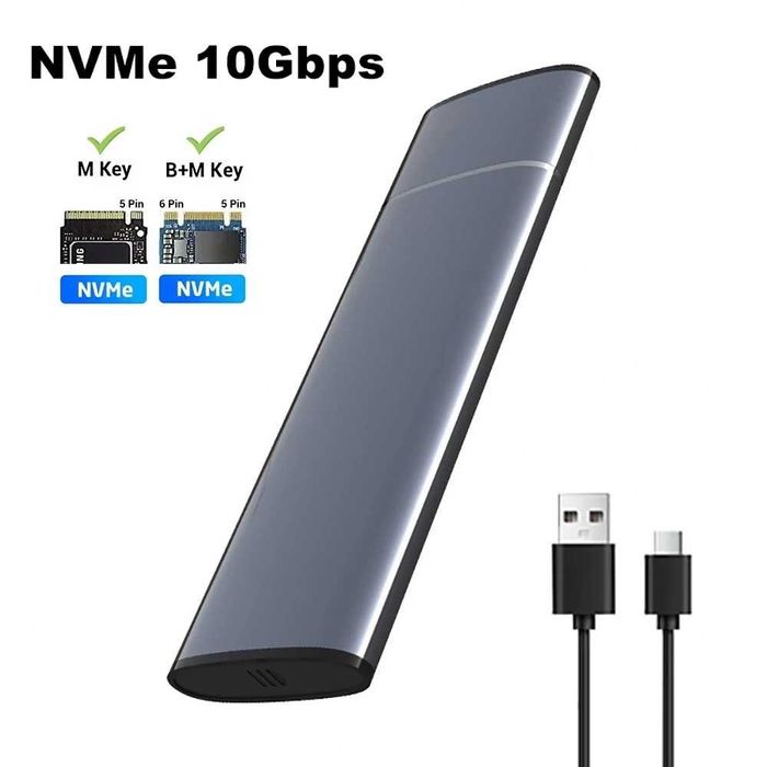 Adaptor SSD M.2 NGFF / NVMe la USB-C rack extern carcasa metalica