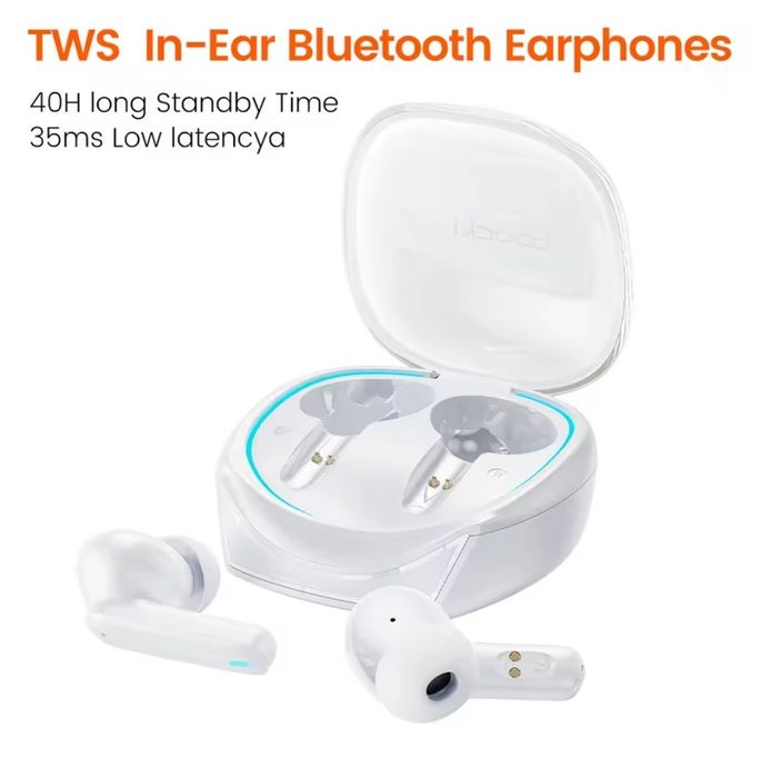 Безжични слушалки Toocki HE-068, бял цвят