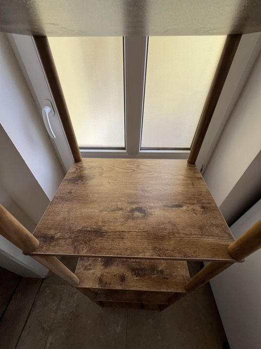 Bibliotecă din Lemn cu 6 Rafturi Îngustă – Culoare Rustică Maro 40x30x163 cm