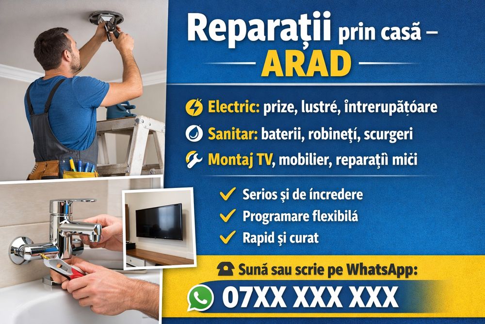 Reparații casnice Arad – electric, sanitar, montaj