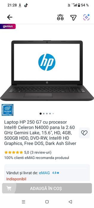 Laptop HP plus geanta transport