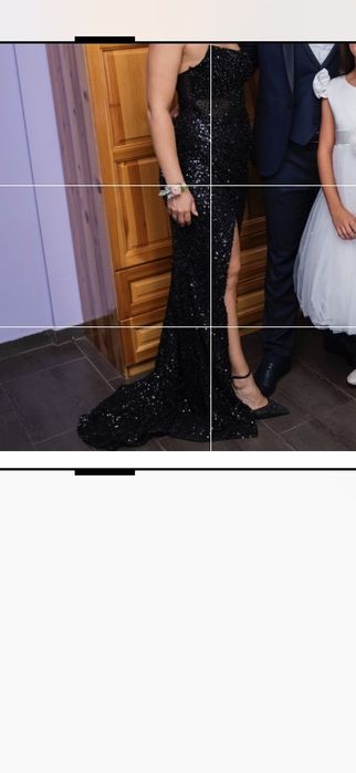 Елегантна черна кумска рокля тип „русалка“