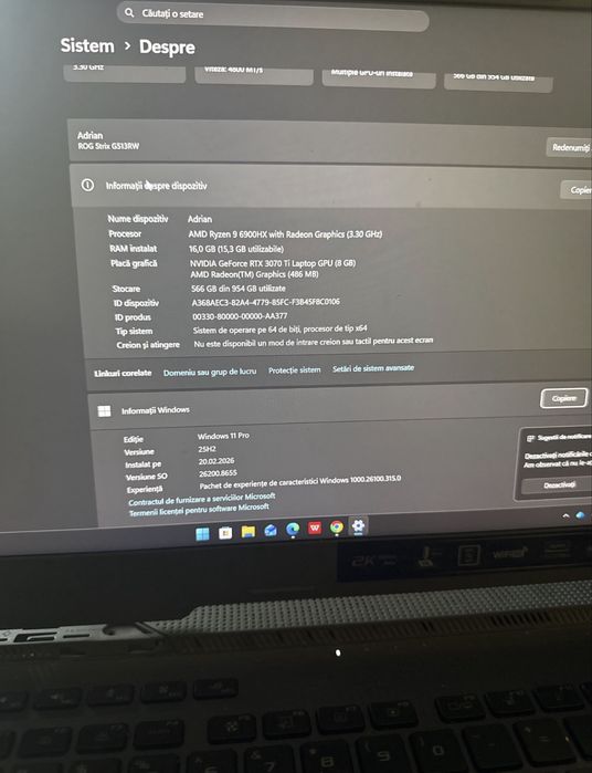 Laptop EXTREME gaming rtx 3070ti, amd ryzen 9 6900 hx