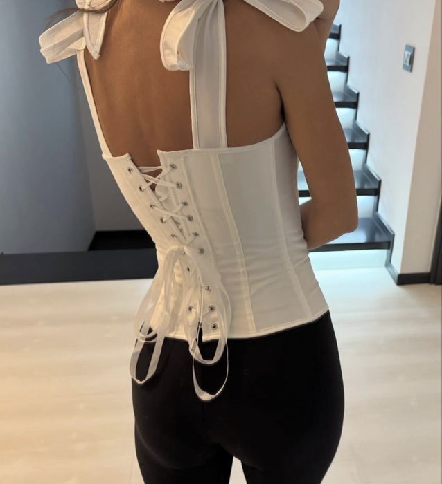 Top tip corset alb