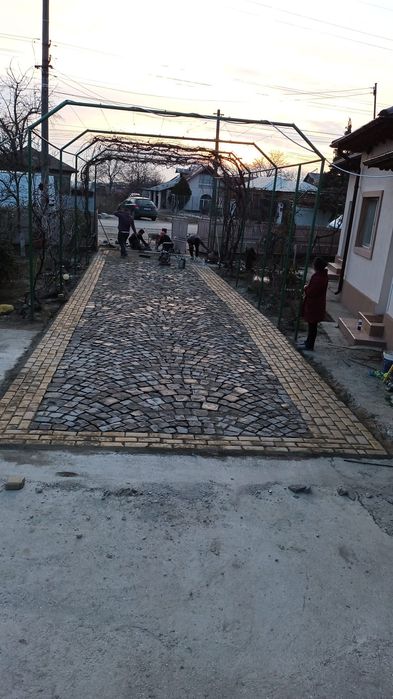 Piatra naturala, Plante ornamentale și rulou de gazon.