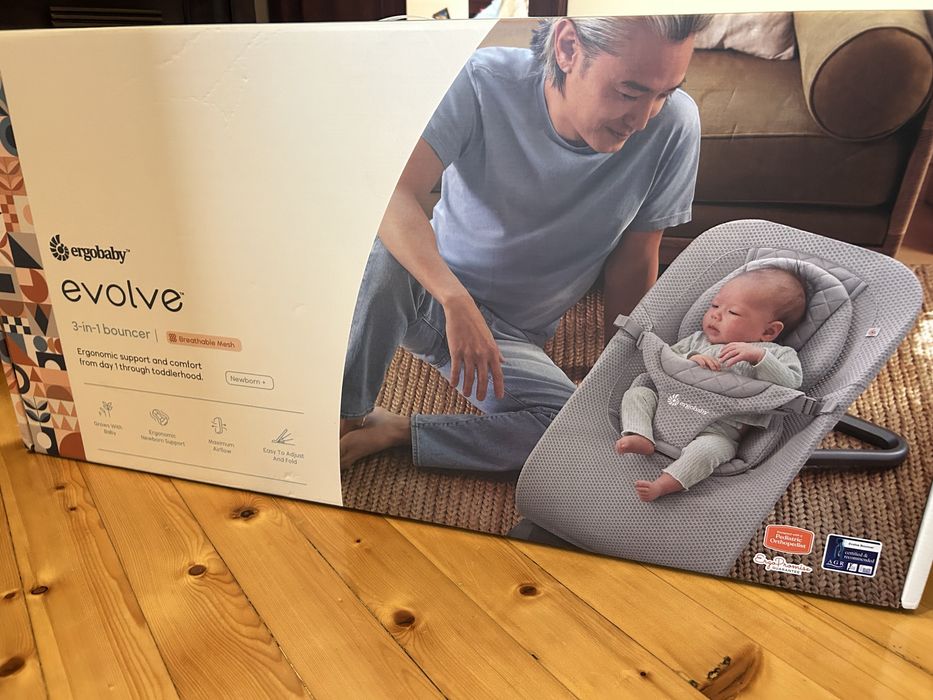 Бебешки шезлонг 3 в 1 Ergobaby - Evolve, All Mesh, Light Grey