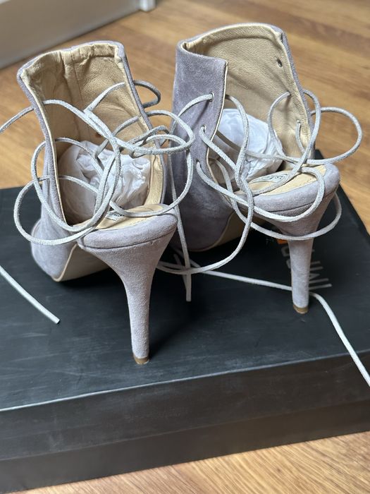 Sandale piele intoarsa Il Passo, nr38, toc 10, culoare gri/lila