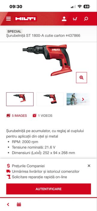 Filetante Hilti SF BT-A22/SF 2-A12 /ST 1800-A22-Noi
