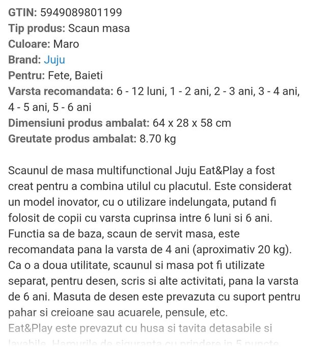 Scaun de masa NOU in folie