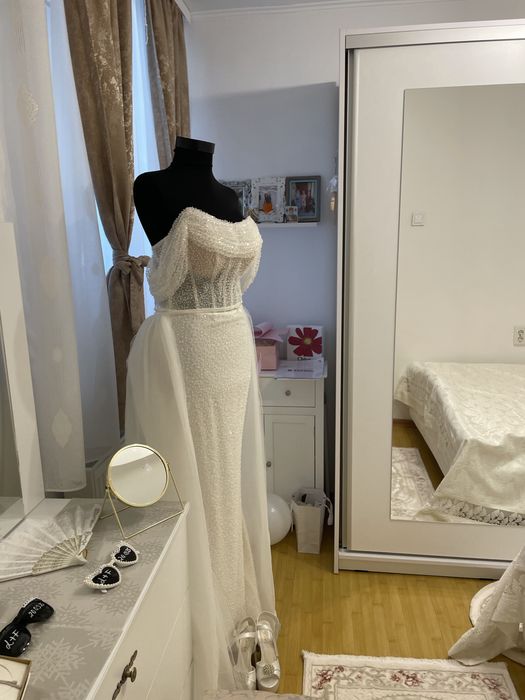 Rochie de mireasa sirena cu trena detasabila