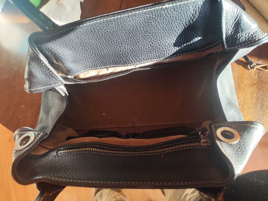 Кожена чанта (естествена кожа) + портмоне