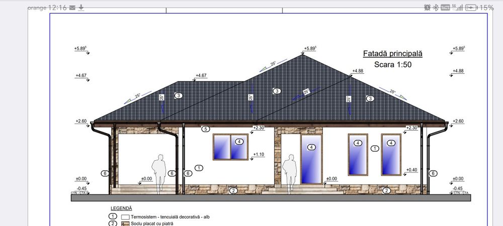 Teren cu proiect aprobat, cu fundatia terminata
